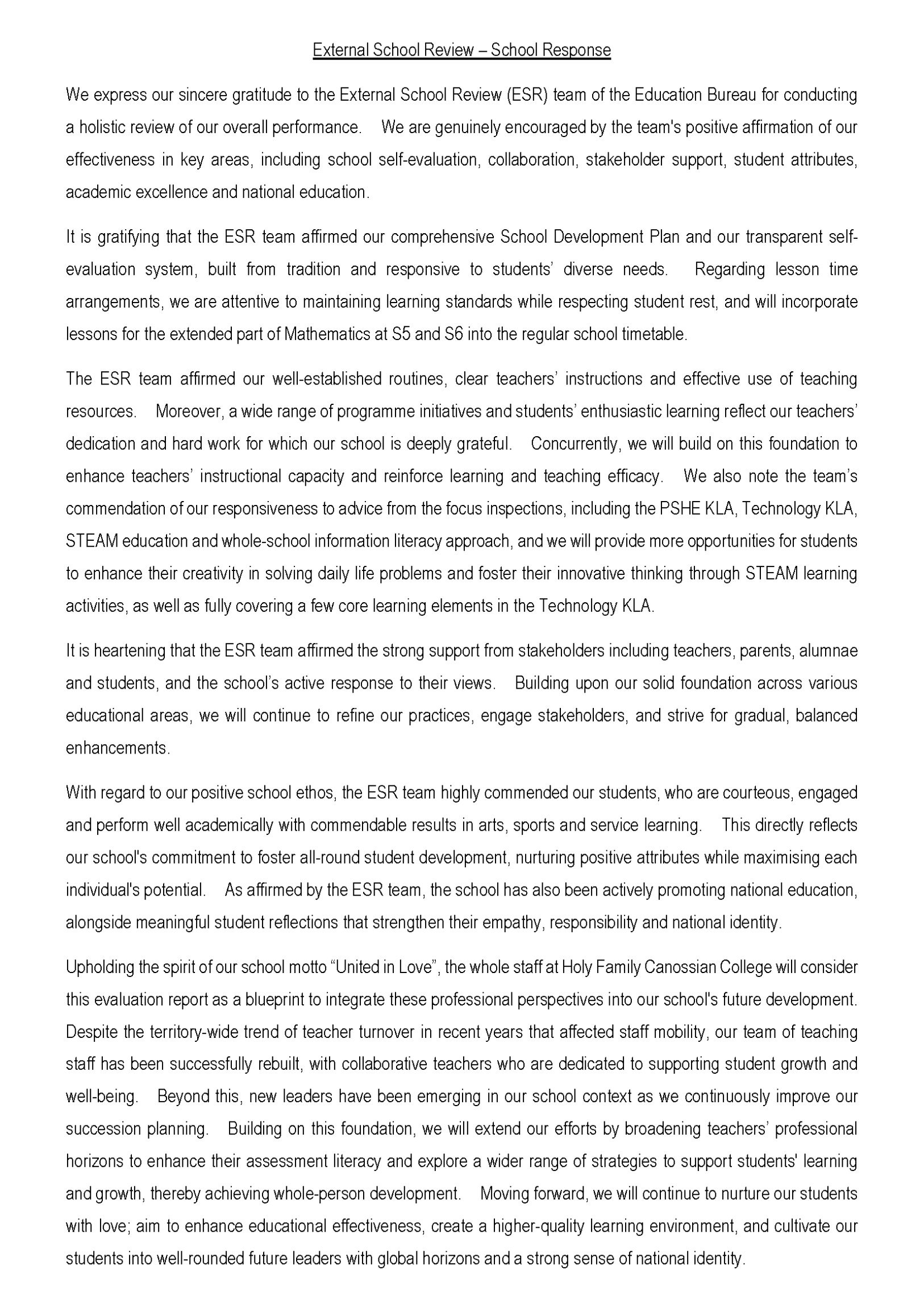 Self Photos / Files - School Response